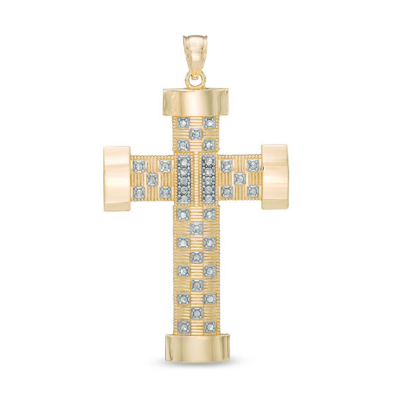 Men s Large Cross Necklace Charm in 10K Gold