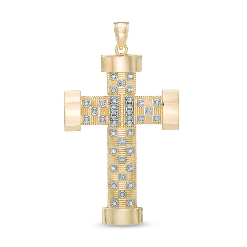 Men's Large Cross Necklace Charm in 10K Gold|Peoples Jewellers