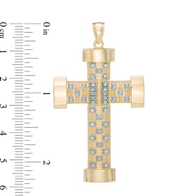 Men's Large Cross Necklace Charm in 10K Gold