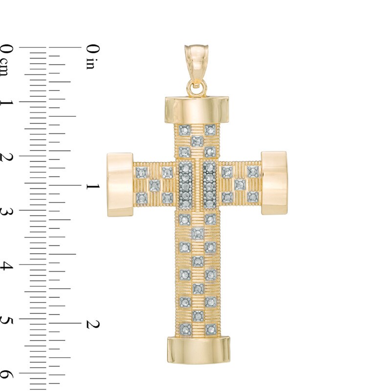 Main Image 2 of Men's Large Cross Necklace Charm in 10K Gold