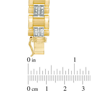 Men's Diamond-Cut Link Bracelet in 10K Two-Tone Gold