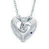 Thumbnail Image 1 of Vera Wang Love Collection 0.19 CT. T.W. Diamond Rose Inspired Heart Pendant in Sterling Silver