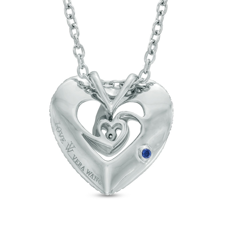 Main Image 2 of Vera Wang Love Collection 0.19 CT. T.W. Diamond Rose Inspired Heart Pendant in Sterling Silver