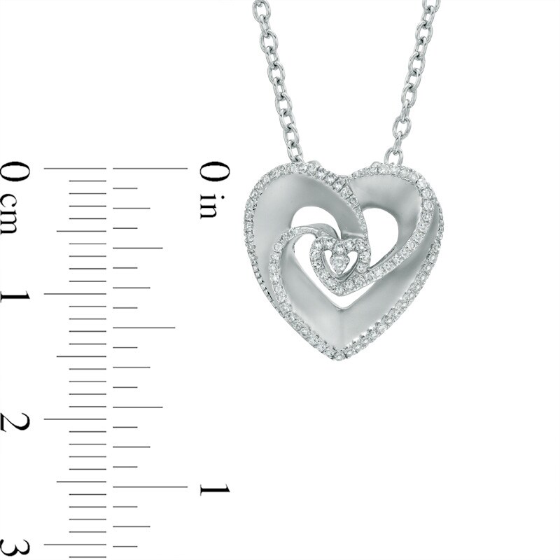 Main Image 3 of Vera Wang Love Collection 0.19 CT. T.W. Diamond Rose Inspired Heart Pendant in Sterling Silver