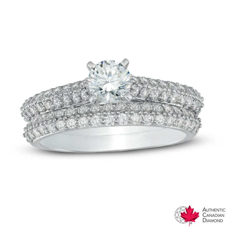 1.25 CT. T.W. Certified Canadian Diamond Bridal Set 14K White Gold (I/I2)
