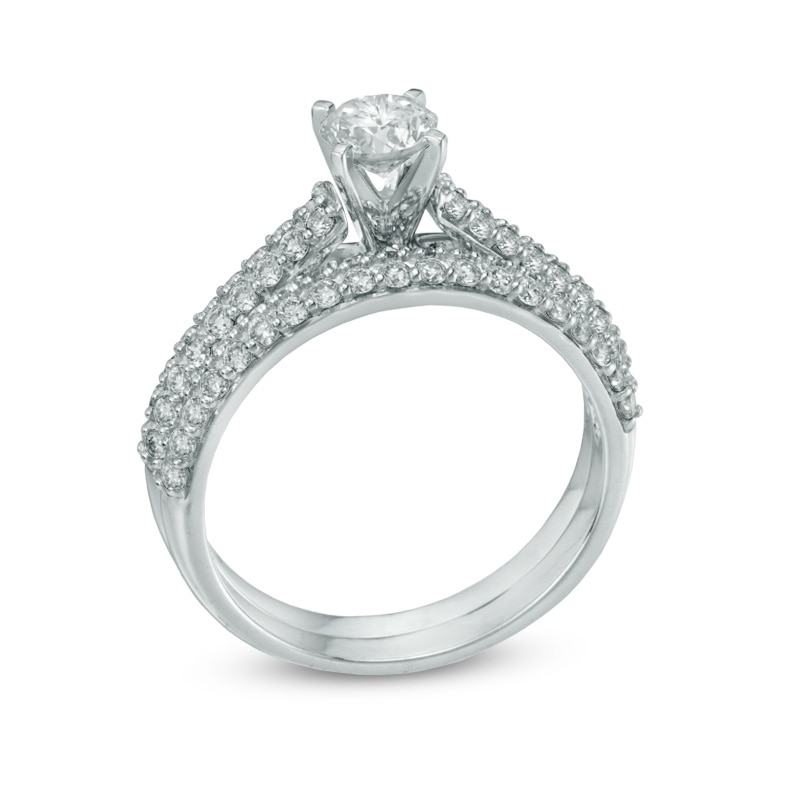 1.25 CT. T.W. Certified Canadian Diamond Bridal Set in 14K White Gold (I/I2)