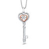 Thumbnail Image 0 of Open Hearts Rhythm by Jane Seymour™ 0.10 CT. T.W. Diamond Key Pendant in Sterling Silver and 10K Rose Gold