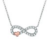 Thumbnail Image 0 of Lab-Created White Sapphire Infinity with Heart Necklace in Sterling Silver and 14K Rose Gold Plate - 16.5"