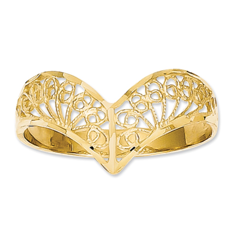 Diamond-Cut Filigree Chevron Ring in 14K Gold|Peoples Jewellers