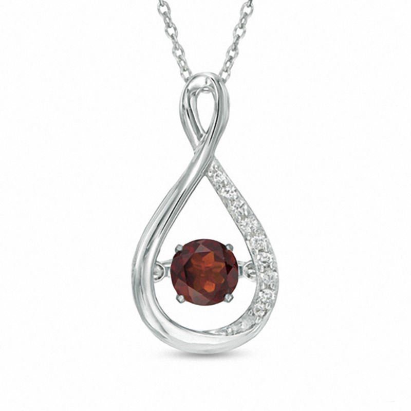 Unstoppable Loveâ¢ 5.0mm Garnet and Lab-Created White Sapphire Infinity Pendant in Sterling Silver