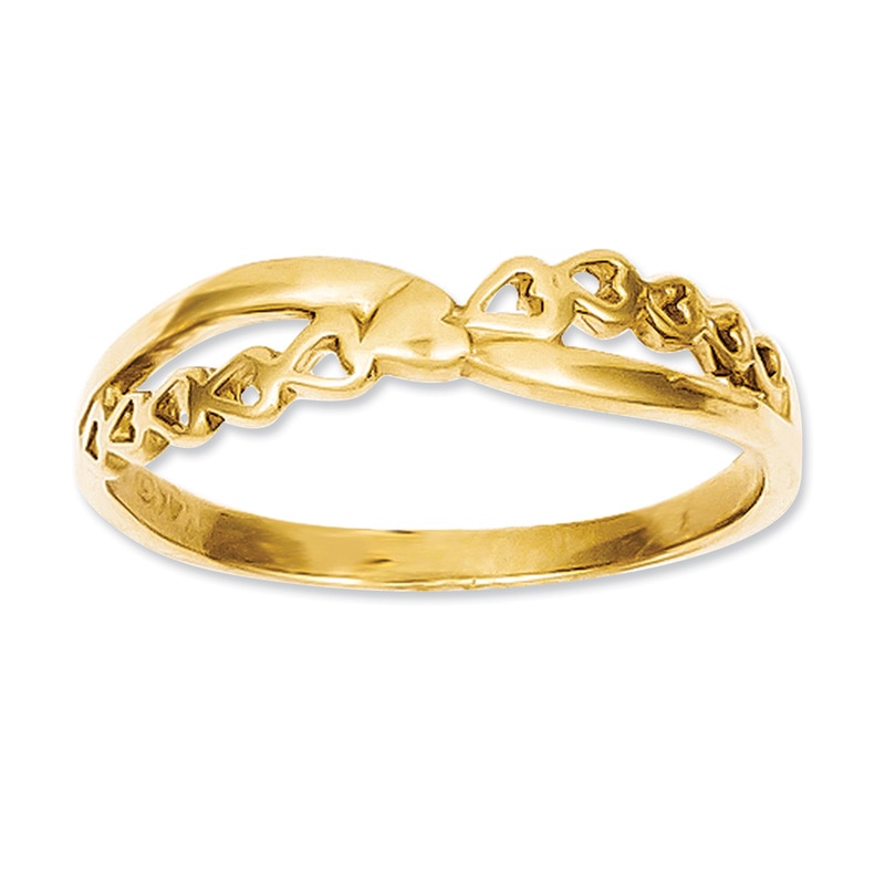 Heart Crossover Ring in 14K Gold