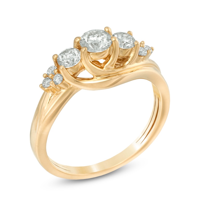 0.70 CT. T.W. Certified Canadian Diamond Three Stone Engagement Ring in 14K Gold (I/I2)