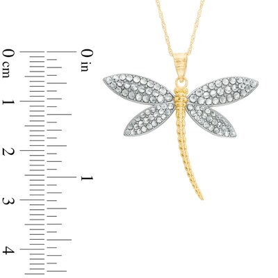 Diamond-Cut Dragonfly Pendant in 10K Gold