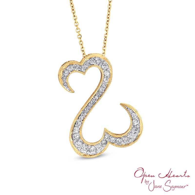 Main Image 1 of Open Hearts by Jane Seymour™ 0.50 CT. T.W. Diamond Pendant in 14K Gold - 20"