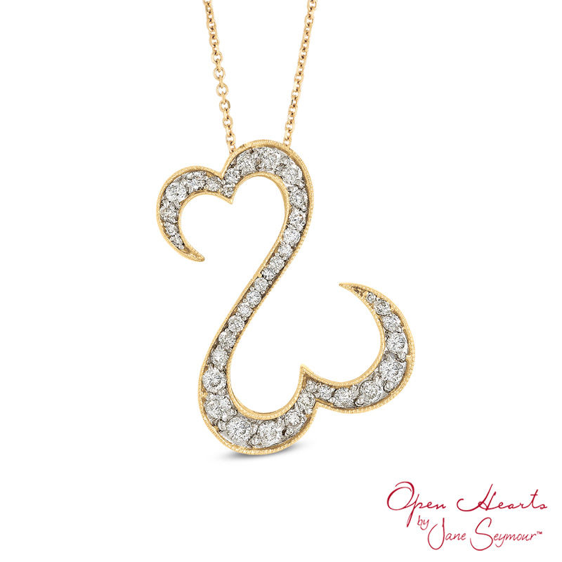 Main Image 1 of Open Hearts by Jane Seymour™ 1.00 CT. T.W. Diamond Pendant in 14K Gold - 20"