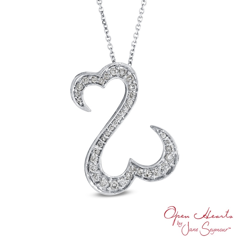 Open Hearts by Jane Seymour™ 0.50 CT. T.W. Diamond Pendant in 14K White Gold - 20"