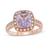 Thumbnail Image 0 of Cushion-Cut Rose de France Amethyst and Lab-Created White Sapphire Frame Ring in 10K Rose Gold