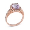 Thumbnail Image 1 of Cushion-Cut Rose de France Amethyst and Lab-Created White Sapphire Frame Ring in 10K Rose Gold