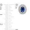 Thumbnail Image 1 of Oval Lab-Created Blue and White Sapphire Frame Stud Earrings in 10K White Gold