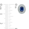Oval Lab-Created Blue and White Sapphire Frame Stud Earrings in 10K White Gold