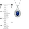 Thumbnail Image 1 of Oval Lab-Created Blue and White Sapphire Frame Pendant in 10K White Gold