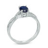 Oval Blue Sapphire and Diamond Accent Ring in 10K White Gold
