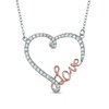 Thumbnail Image 0 of Lab-Created White Sapphire "Love" Heart Pendant in Sterling Silver with 18K Rose Gold Plate