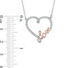 Thumbnail Image 2 of Lab-Created White Sapphire "Love" Heart Pendant in Sterling Silver with 18K Rose Gold Plate