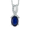 Thumbnail Image 0 of Oval Blue Sapphire and Diamond Accent Pendant in 10K White Gold