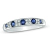 Thumbnail Image 0 of Blue Sapphire and 0.14 CT. T.W. Diamond Anniversary Band in 10K White Gold