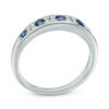 Thumbnail Image 1 of Blue Sapphire and 0.14 CT. T.W. Diamond Anniversary Band in 10K White Gold