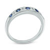 Thumbnail Image 2 of Blue Sapphire and 0.14 CT. T.W. Diamond Anniversary Band in 10K White Gold