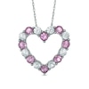 Thumbnail Image 0 of Lab-Created Pink and White Sapphire Heart Pendant in 10K White Gold