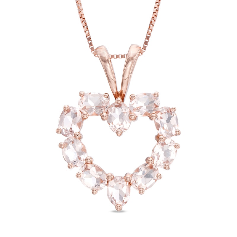 Oval Morganite Heart Pendant in 10K Rose Gold