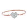 Thumbnail Image 1 of Lab-Created White Sapphire Heart Bangle in Sterling Silver with 14K Rose Gold Plate