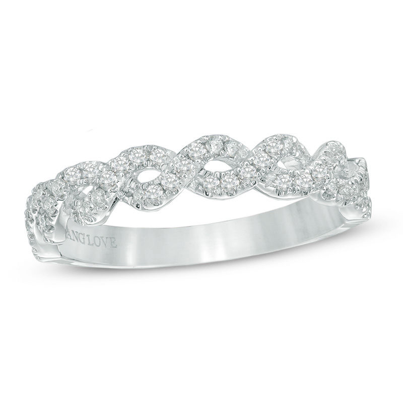 Main Image 1 of Vera Wang Love Collection 0.23 CT. T.W. Diamond Braided Band in 14K White Gold