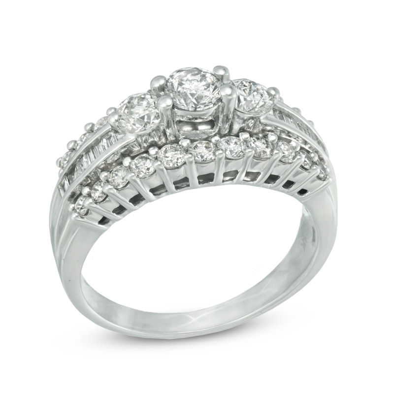 1.50 CT. T.W. Diamond Edge Past Present FutureÂ® Ring in 14K White Gold