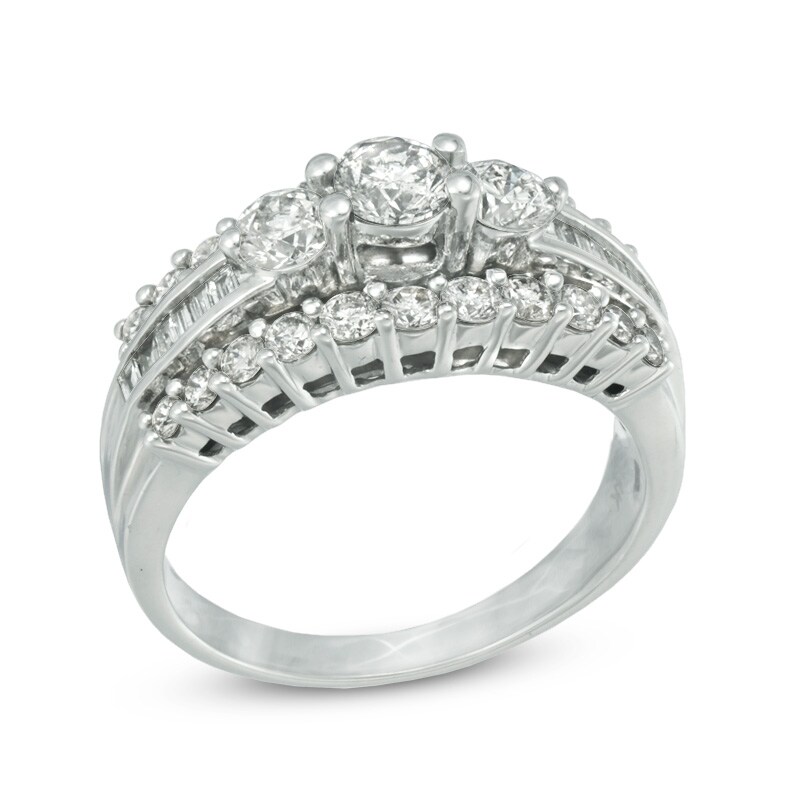 1.50 CT. T.W. Diamond Edge Past Present Future® Ring in 14K White Gold