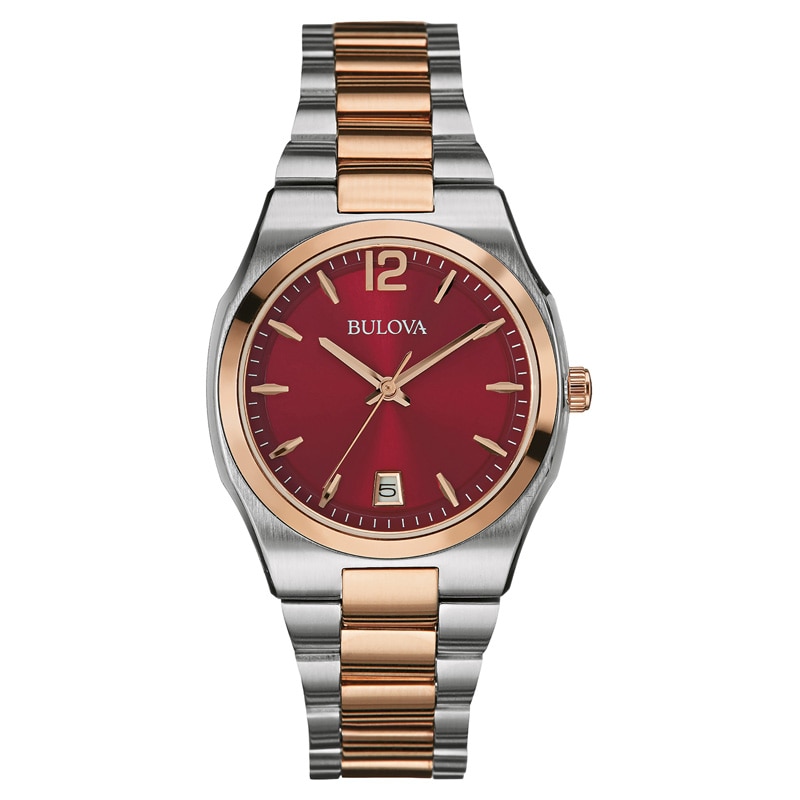 Main Image 1 of Ladies' Bulova Two-Tone Watch with Red Dial (Model: 98M119)