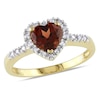 Thumbnail Image 1 of 6.0mm Heart-Shaped Garnet and 0.08 CT. T.W. Diamond Frame Ring in 10K Gold