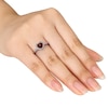 Thumbnail Image 3 of 6.0mm Heart-Shaped Garnet and 0.08 CT. T.W. Diamond Frame Ring in 10K Gold