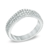 Thumbnail Image 2 of 0.75 CT. T.W. Diamond Split Triple Row Contour Wedding Band in 14K White Gold