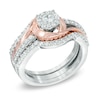 1.00 CT. T.W. Diamond Swirl Three Piece Bridal Set in 14K Two-Tone Gold