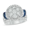 Thumbnail Image 1 of 3.00 CT. T.W. Diamond Cluster and Blue Sapphire Ring in 14K White Gold