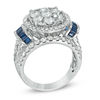 Thumbnail Image 2 of 3.00 CT. T.W. Diamond Cluster and Blue Sapphire Ring in 14K White Gold