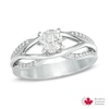 0.92 CT. T.W. Canadian Certified Diamond Split Shank Engagement Ring in 14K White Gold (I/I2)