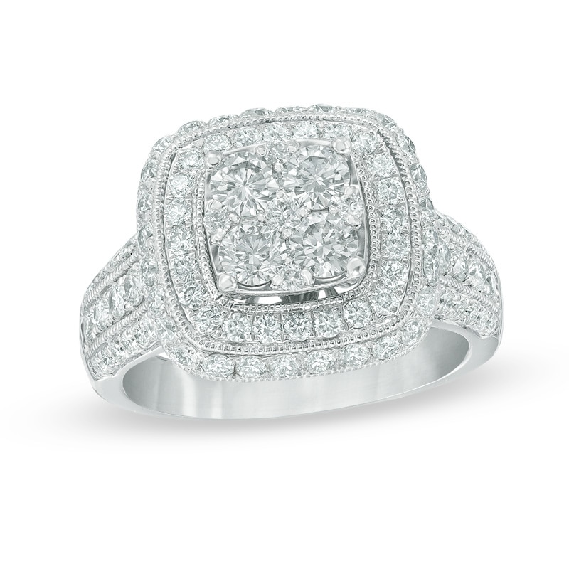 2.00 CT. T.W. Composite Diamond Frame Engagement Ring in 14K White Gold|Peoples Jewellers