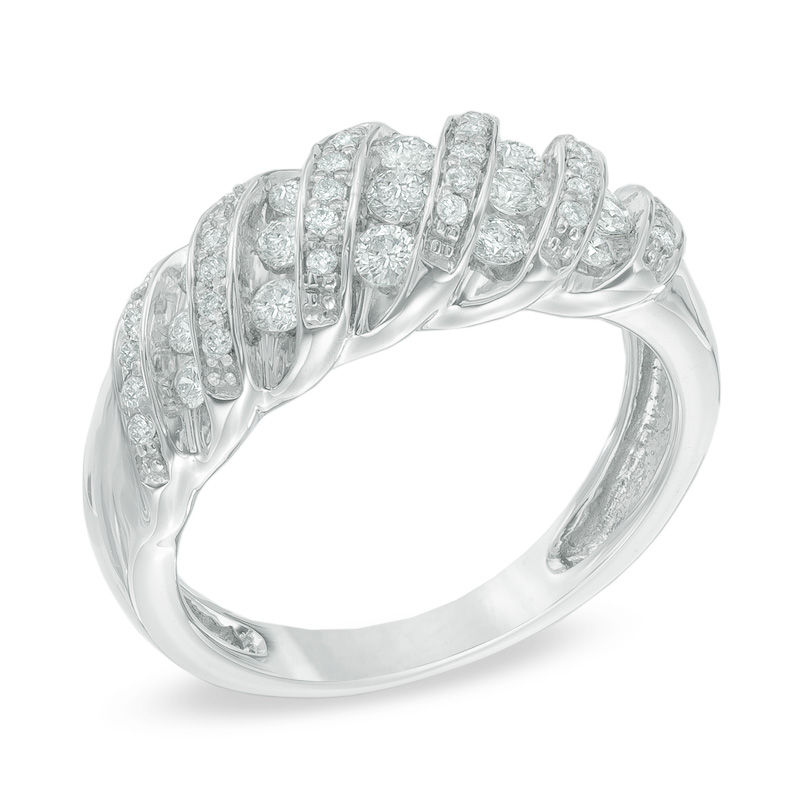 Main Image 2 of 0.50 CT. T.W. Diamond Cascading Ribbon Ring in 10K White Gold