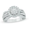 Thumbnail Image 1 of 1.25 CT. T.W. Diamond Cluster Layered Shank Engagement Ring in 14K White Gold