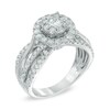 Thumbnail Image 2 of 1.25 CT. T.W. Diamond Cluster Layered Shank Engagement Ring in 14K White Gold